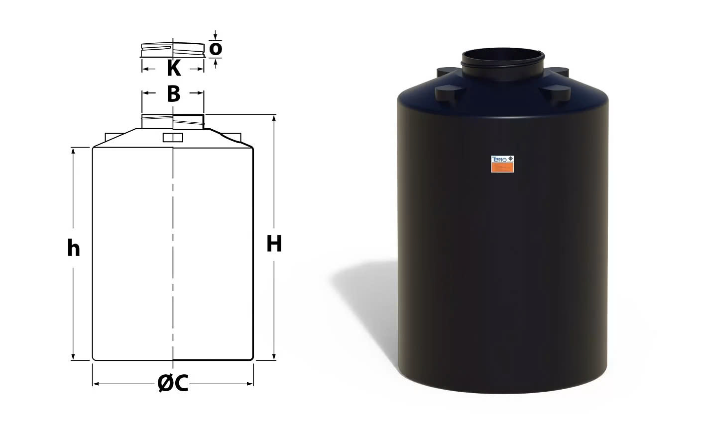Bồn nhựa PE, HDPE Tema Pakco Loại 2500 lít đến 10.000 lít – CEN2K5B / CEN4K0A / CEN6K0A / CEN10K0A